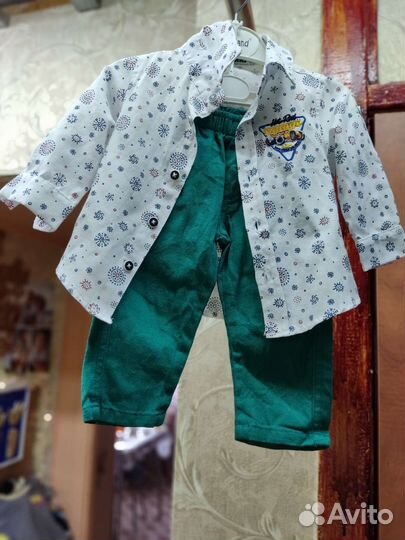 Рубашка на выход на мальчика + джинсы р. 68