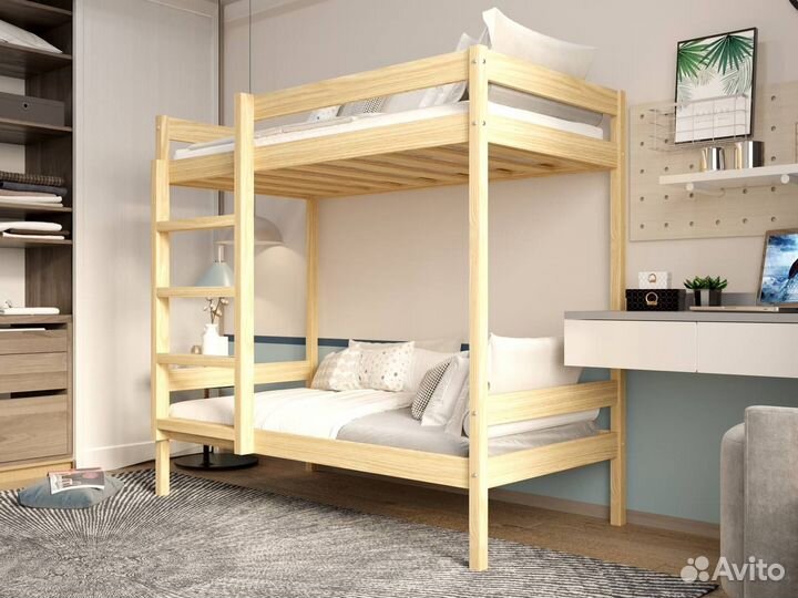 Двухъярусная кровать из массива