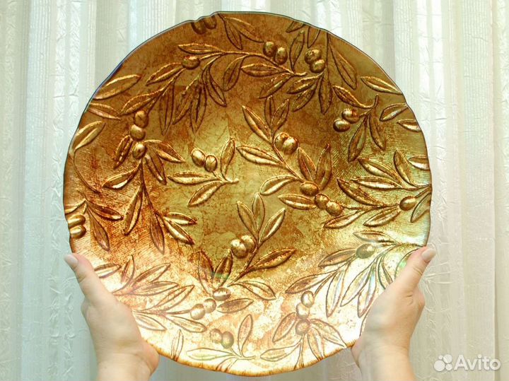 Ваза.фруктовница.Чехия.рельефная 40 см