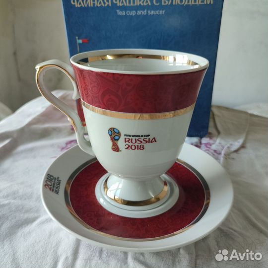 Фарфор Дулево Фифа 2018 чашка с блюдцем
