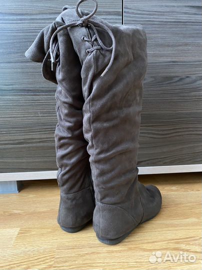Сапоги ботфорты натуральная замша