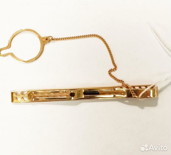 Золотой зажим для галстука с камнем