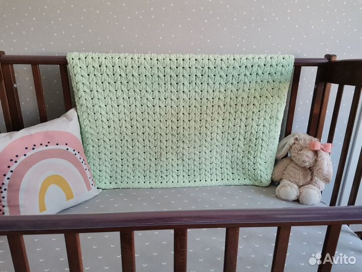 Плед детский в коляску вязаный ручная работа