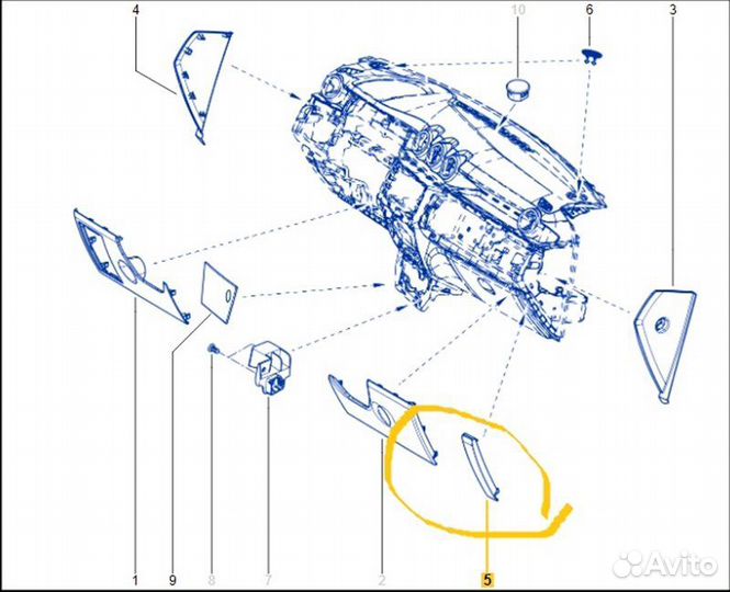 Накладка панели приборов передняя правая Renault