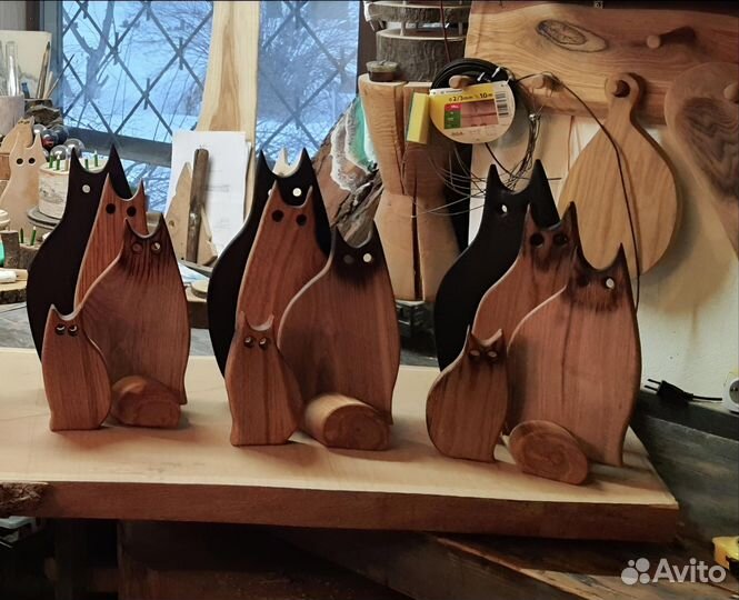 Набор досок на подставке дуб коты подарочный
