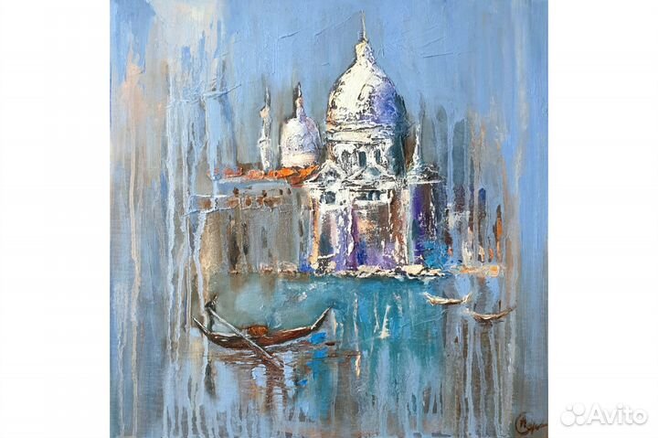 Картина Венеция городской пейзаж 40х40 см масло