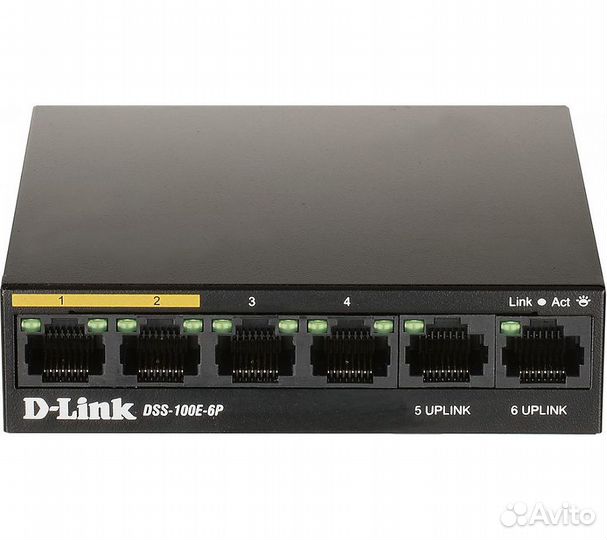Коммутатор D-Link DSS-100E-6P/A1A неуправляемый