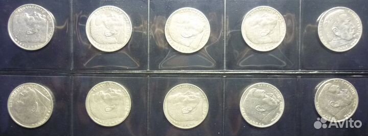 5 марок германия серебро 10 монет одним лотом