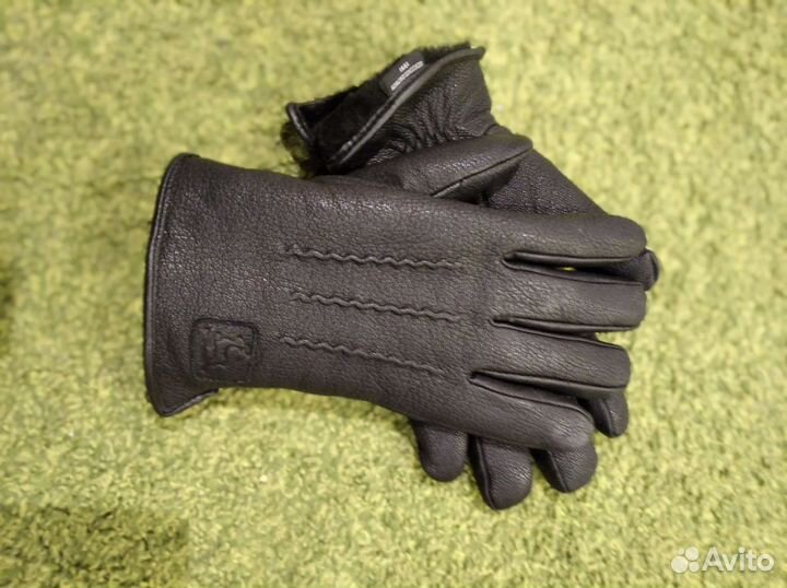 Мужские кожаные перчатки зимние новые