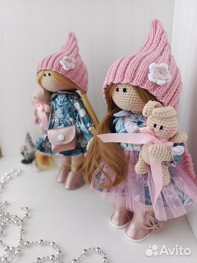 Интерьерная вязаная Кукла Новогодняя