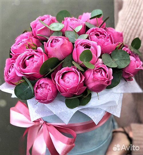 Коробка с цветами под заказ №386