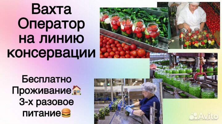 Оператор на линии (3-х разовое питание) вахта
