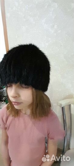 Шапка норковая женская вязаная