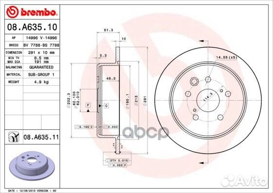 Диск тормозной задн. с уф покрытием lexus IS II