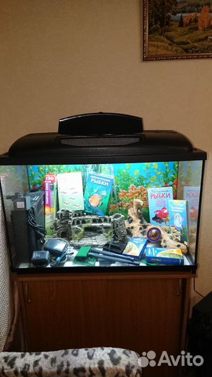Аквариум 130л с тумбой и аксессуарами