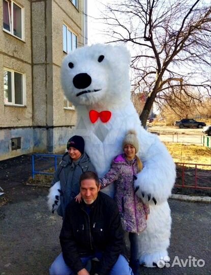 Белый мишка, поздравление от медведя Малыша 2.6 м