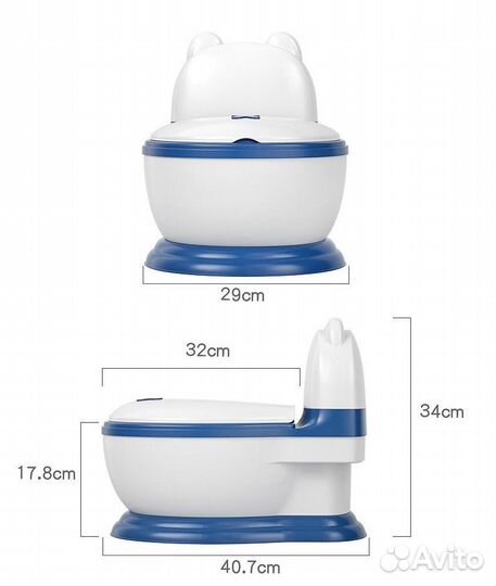 Детский горшок с мягким сиденьем, Унитазик