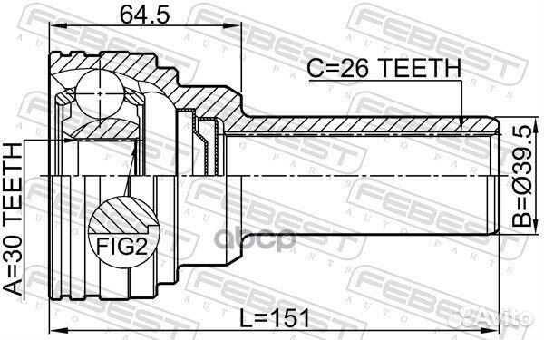 Шрус карданного вала 30x26 0411-V97wsha Febest