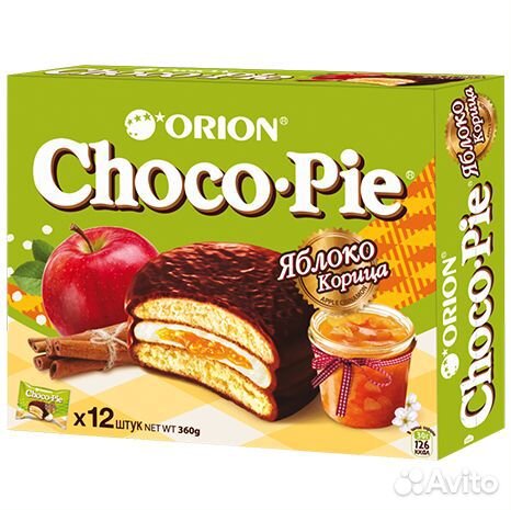 Пирожное Choco Pie Яблоко-Корица 336г Orion