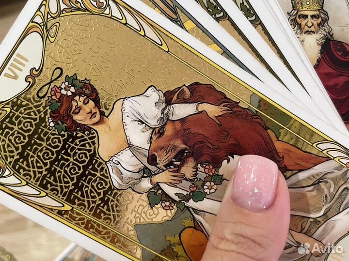 Карты таро золотые Арт Нуво