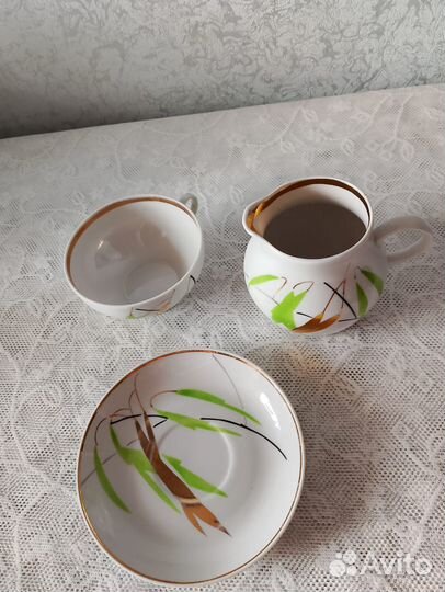 Чайная пара и молочник Ивушка