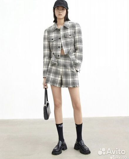 Твидовые шорты в клетку на высокой талии Primark