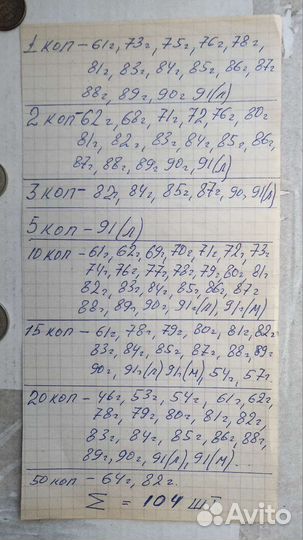 Монеты СССР погодовки одним лотом обмен