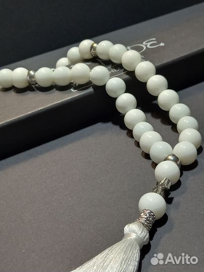 Четки православные 30 зерен Белый агат