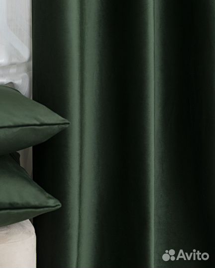 Портьеры бархат Беллиссимо Темно-зеленый шторы