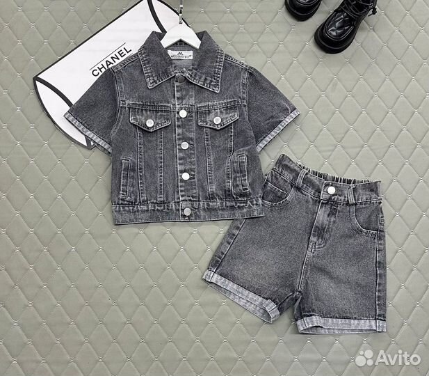 Джинсовый костюм с шортами, 98-128