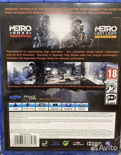 Metro redux ps4 диск