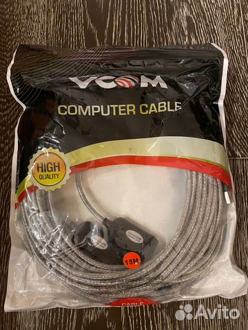 Кабель удлинительный USB 2.0 A (M) - A (F), 15м