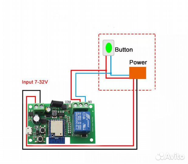 Умное WiFi+433MHZ реле 7-32V с сухим контактом