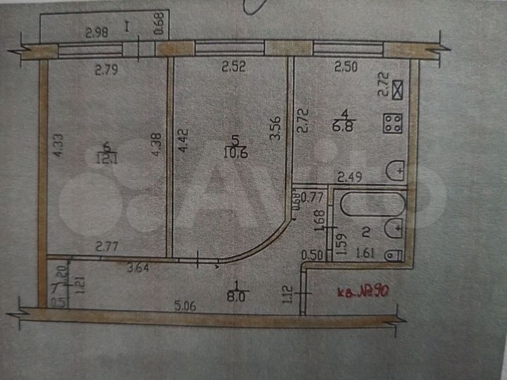 2-к. квартира, 41,2 м², 3/5 эт.