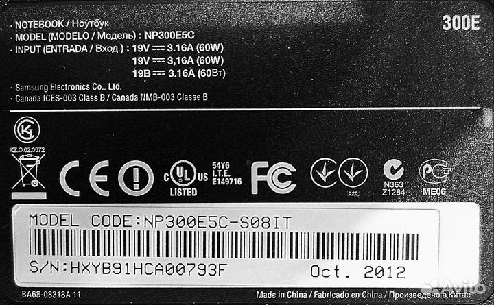 Ноутбук samsung NP300E5C