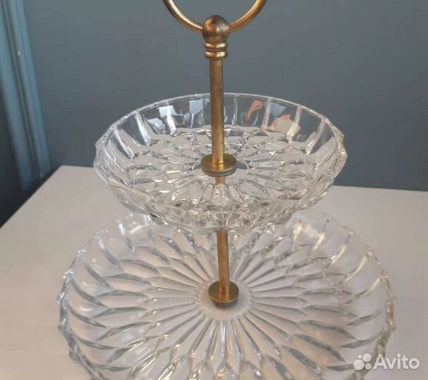 Ваза этажерка двухъярусная хрусталь СССР 70-е