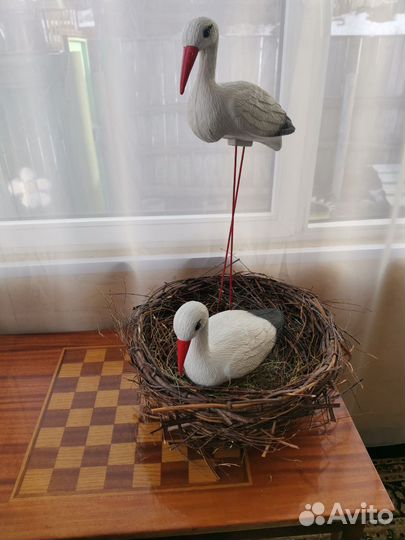 Садовая фигурка Аист 2 шт+гнездо