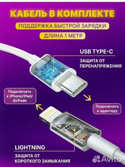 Зарядка для iPhone 20w блок питания с кабелем
