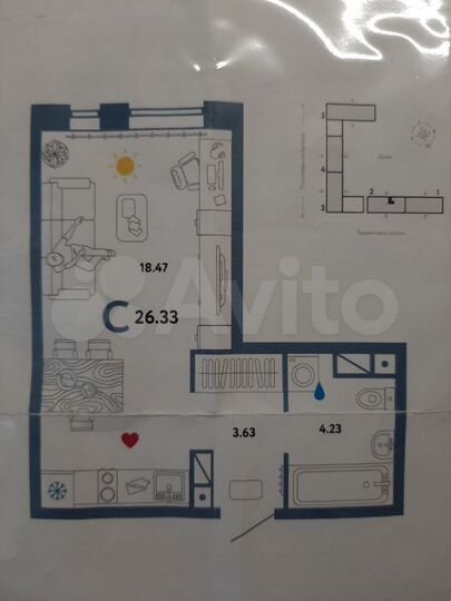 Квартира-студия, 26,1 м², 4/12 эт.