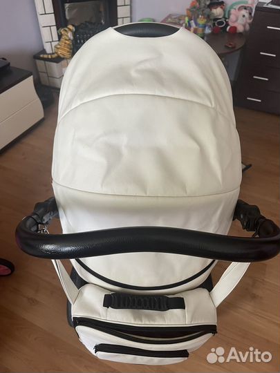 Коляска 2 в 1 adamex luciano белая Эко кожа