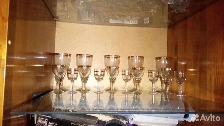 Графин с рюмками СССР с золотым ободком