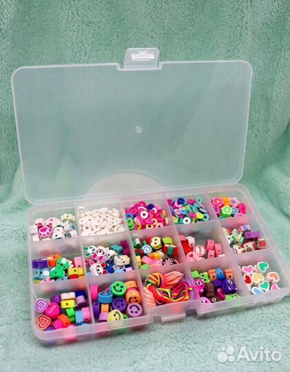 Бусины каучуковые набор, плоские Хейши