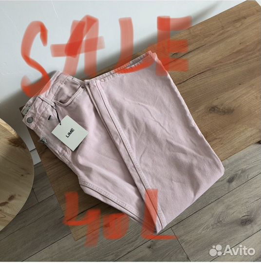 Джинсы розовые 40L новые lime zara lichi