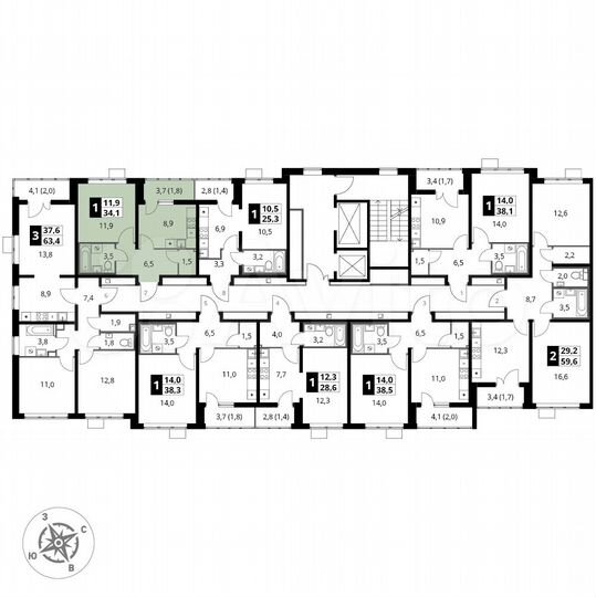 1-к. квартира, 34,1 м², 20/24 эт.