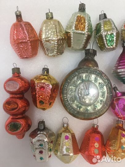 Елочные игрушки СССР Часы фонарь пирамидки