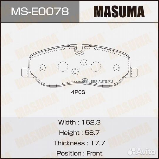 Masuma MS-E0078 Колодки торм.пер