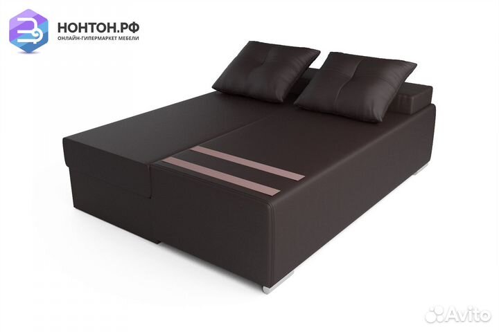 Диван еврокнижка Мадейра экокожа коричневая