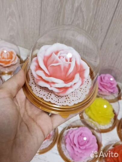 Мыло ручной работы - роза в куполе на 8 Марта