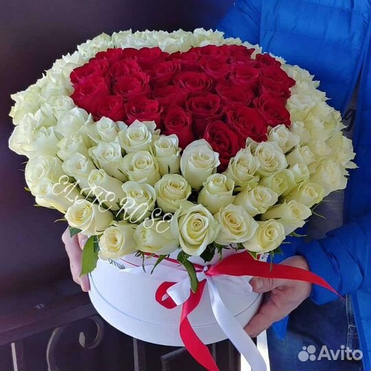 Цветы роза красная, белая Кения, Эквадор 50-70см