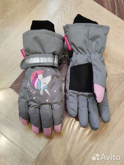 Зимние перчатки-краги для девочки